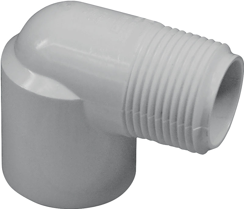 Lasco 410010BC Street Pipe Elbow, 1 in, Slip x MIP, 90 deg Angle, PVC, SCH 40 Schedule