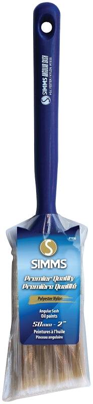 Simms 1930-50 Paint Brush, 2 in W, Angle Sash Brush, 2-5/8 in L Bristle, Nylon/Polyester Bristle