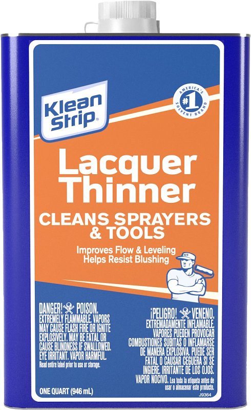 Klean Strip QML170 Lacquer Thinner, Liquid, Free, Clear, Water White, 1 qt, Can