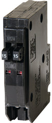 Square D QO QO1515CP Circuit Breaker, Mini, Tandem, 15 A, 1 -Pole, 120/240 V, Fixed Trip, Plug Mounting