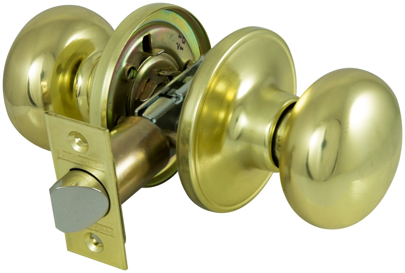 ProSource TF730V-PS Passage Door Lockset, Knob Handle, Metal, Polished Brass, 2-3/8 to 2-3/4 in Backset