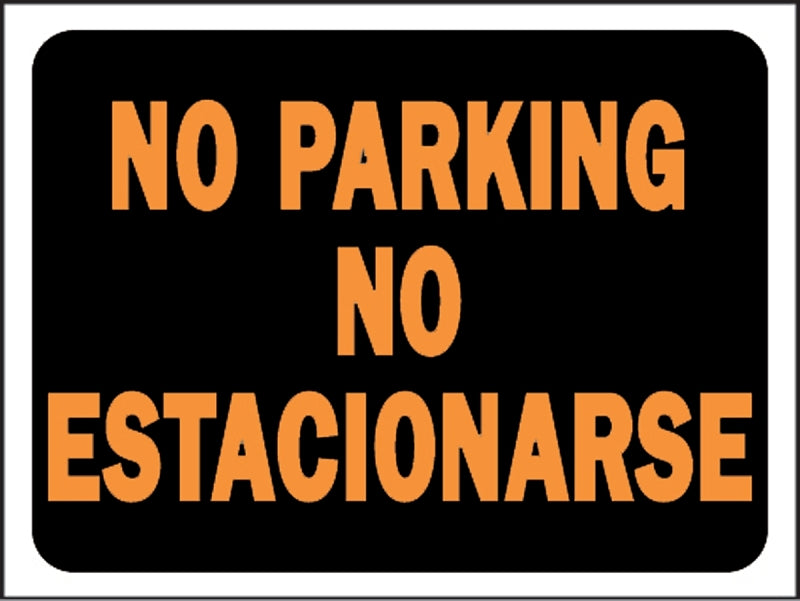 Hy-Ko Hy-Glo Series 3068 Identification Sign, Rectangular, NO PARKING, Fluorescent Orange Legend, Black Background