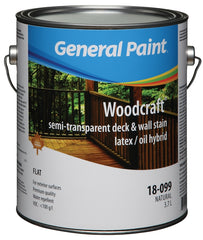 General Paint WOODCRAFT 18-010-16 Deck and Wall Stain, Semi-Transparent, White, Liquid, 1 gal