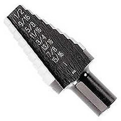 Irwin Unibit 10220 Step Drill Bit, 9/16 to 1 in Dia, 1-Flute, 7/16 in Dia Shank, Hex Shank