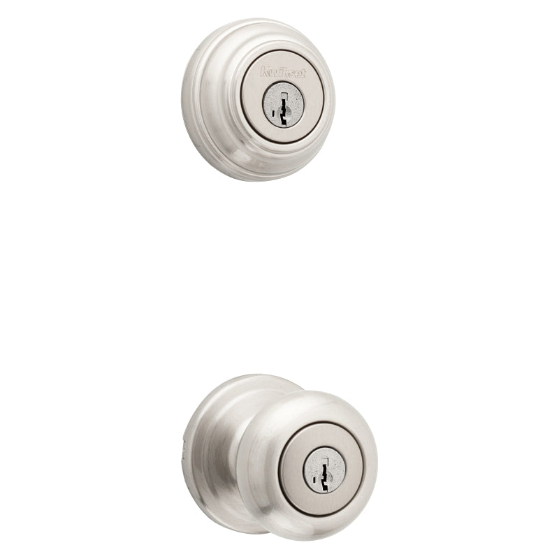 Kwikset Signature Series 991J 15 SMTCP Deadbolt Security Set, Knob Handle, Juno Design, Satin Nickel, 2 Grade
