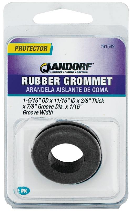 Jandorf 61542 Grommet, Rubber, Black, 3/8 in Thick Panel