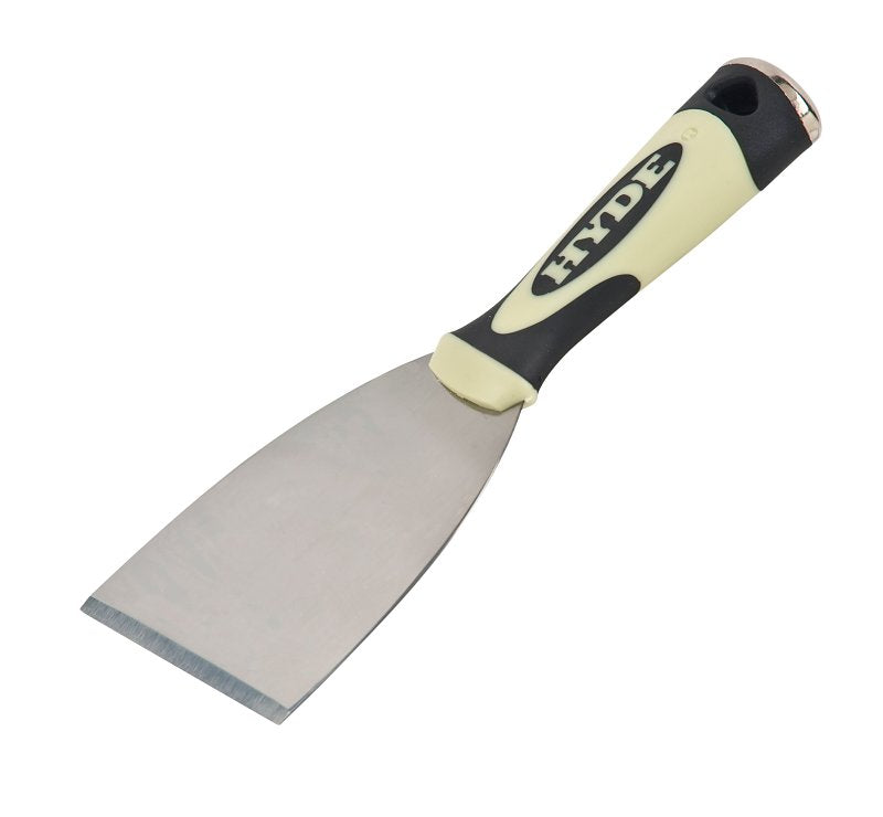 Hyde 06401 Scraper, 3 in W Blade, Chisel Blade, Carbon Steel Blade, Polypropylene/TPE Handle, Ergonomic Handle, 8 in OAL