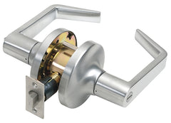 Tell Manufacturing CL100016 Privacy Lever Lockset, Pushbutton Lock, Satin Chrome, Steel, Reversible Hand, 2 Grade