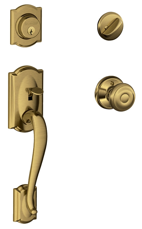 Schlage F60VADDXGEO716 Combination Lockset, Mechanical Lock, Handleset with Knob Handle, Round Design, Aged Bronze, Yes