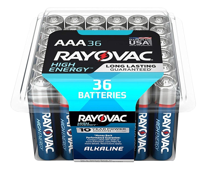 Rayovac 824-36PPK Battery, 1.5 V Battery, 1100 mAh, AAA Battery, Alkaline