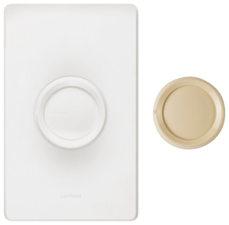 Lutron DNG-600PH-DK Rotary Dimmer, 120 V, 600 W, Halogen, Incandescent Lamp, Ivory/White