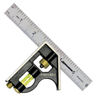 Swanson TC130 Combination Square, 3/4 in W Blade, 6 in L Blade, SAE Graduation, Stainless Steel Blade