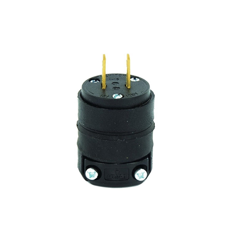 Leviton 000-115PR-000 Electrical Plug, 2 -Pole, 15 A, 125 V, NEMA: NEMA 1-15P, Black