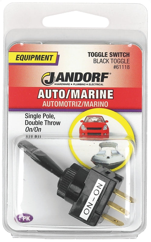 Jandorf 61118 Switch, 20 A, 12 VDC, SPDT, Tab Terminal, Black