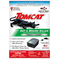 Tomcat 0370510 Disposable Rat and Mouse Killer, 4 oz Bait, 1-Opening, Plastic, Black/Clear