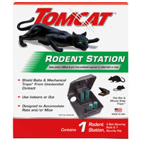 Tomcat 0363410 Rodent Station, 9.88 in L, 8-1/2 in W, 4-1/2 in H, Plastic, Black