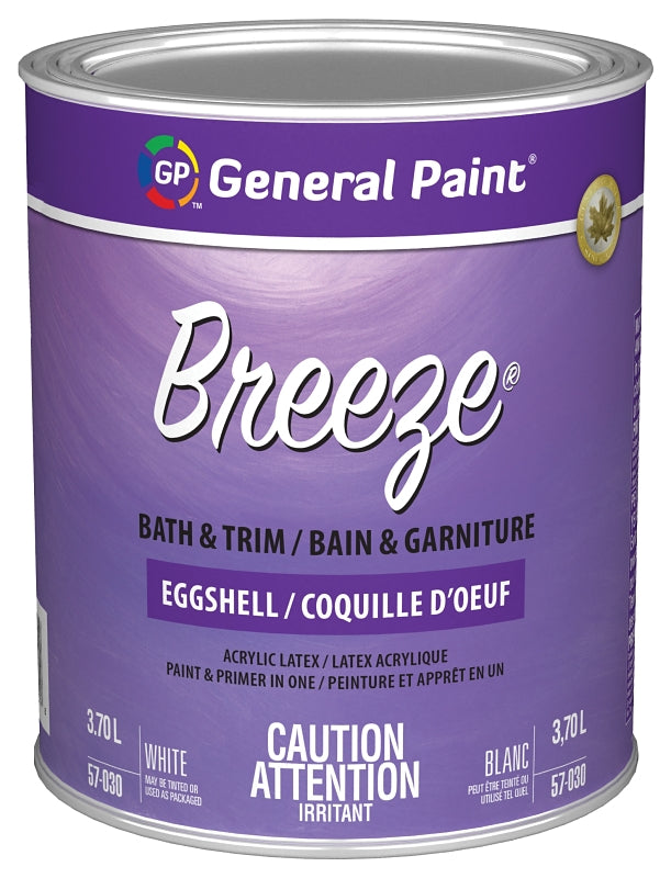 General Paint 57-030-14 Kitchen and Bath Paint, Eggshell, White, 1 qt, Latex Base