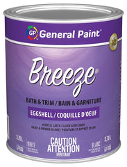General Paint 57-030-14 Kitchen and Bath Paint, Eggshell, White, 1 qt, Latex Base