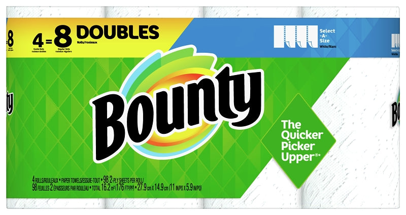 Bounty 66575 Paper Towel, 2-Ply, White, 4 PK