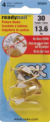 OOK 50584 Picture Hanger, 30 lb, Steel, Brass, Gold