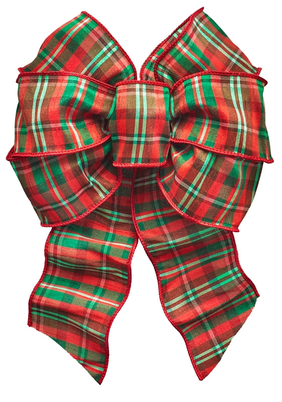Holidaytrims 6159 Wired Bow, Red/Green, 7 Loops, 8-1/2 x 14 in