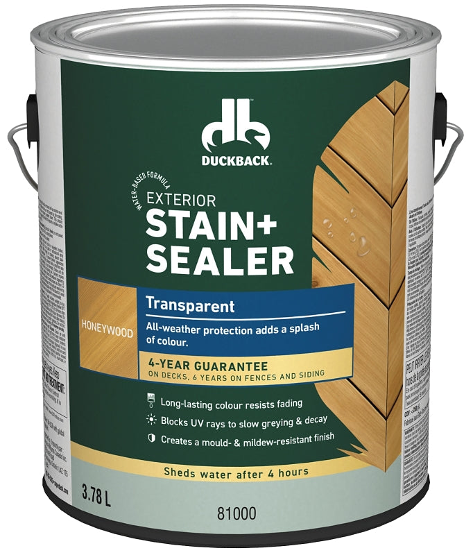 Duckback BCWB81000-16 Exterior Stain and Sealer, Honeywood, Liquid, 1 gal