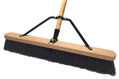 Simple Spaces 93110 Push Broom, 24 in Sweep Face, 3 in L Trim, Polypropylene Bristle, 60 in L, Bolt with Brace