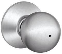 Schlage Orbit Series F40 ORB 626 Privacy Lockset, Round Design, Knob Handle, Satin Chrome, Metal, Yes
