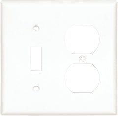 Eaton Cooper Wiring 2138W-BOX Combination Wallplate, 4-1/2 in L, 4.56 in W, 2 -Gang, Thermoset, White, High-Gloss