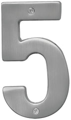 Hy-Ko Prestige Series BR-51SN/5 House Number, Character: 5, 5 in H Character, Nickel Character, Brass