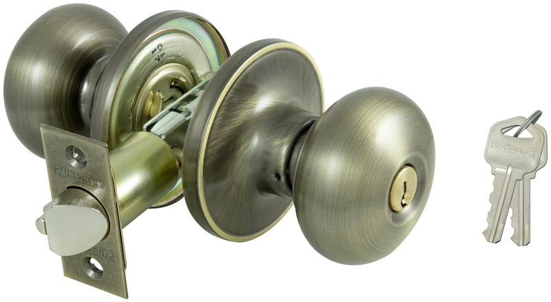 ProSource Entry Knob Lockset, Series TF, Ant Brass