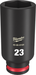 Milwaukee SHOCKWAVE Impact Duty Series 49-66-6164 Deep Impact Socket, 23 mm Socket, 3/8 in Drive, Square Drive, 6-Point