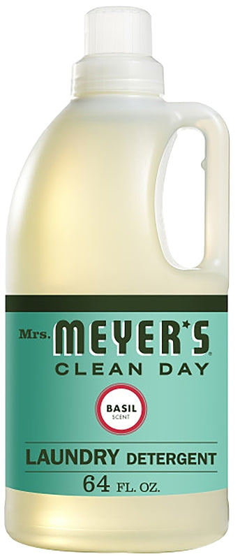 Mrs. Meyer's Clean Day 14831 Laundry Detergent, 64 oz Bottle, Liquid, Basil