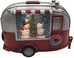 Hometown Holidays 21705 Camper Trailer Ornament, 6 in H, Camper/Christmas, Acrylic, Red/Silver