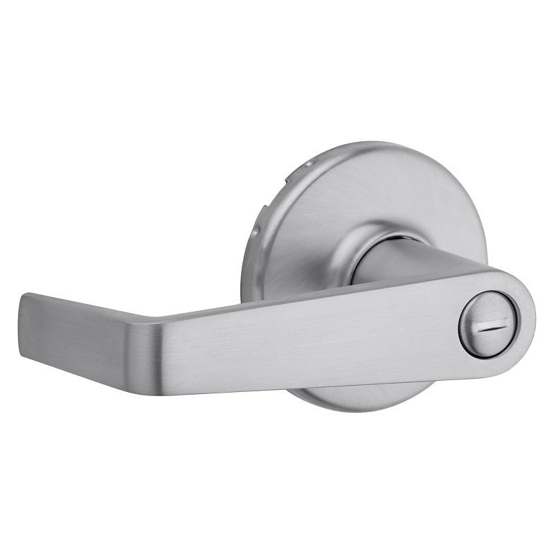 Kwikset 733KNL 26D Privacy Door Lever, Pushbutton Lock, Satin Chrome, Zinc, Residential, Re-Key Technology: SmartKey