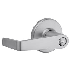 Kwikset 733KNL 26D Privacy Door Lever, Pushbutton Lock, Satin Chrome, Zinc, Residential, Re-Key Technology: SmartKey