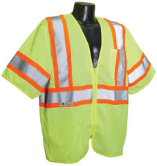 Radwear SV22-3ZGM-2X Economical Safety Vest, 2XL, Polyester, Green/Silver, Zipper