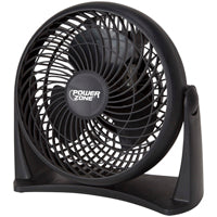 PowerZone AC-08 Turbo Fan, 120 VAC, 8 in Dia Blade, 3-Blade, 3-Speed, 90 deg Rotating, Black