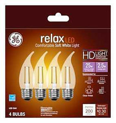 GE Industrial Solutions 45576 LED Bulb, Decorative, CAM Lamp, E26 Lamp Base, Dimmable, Clear, Soft White Light