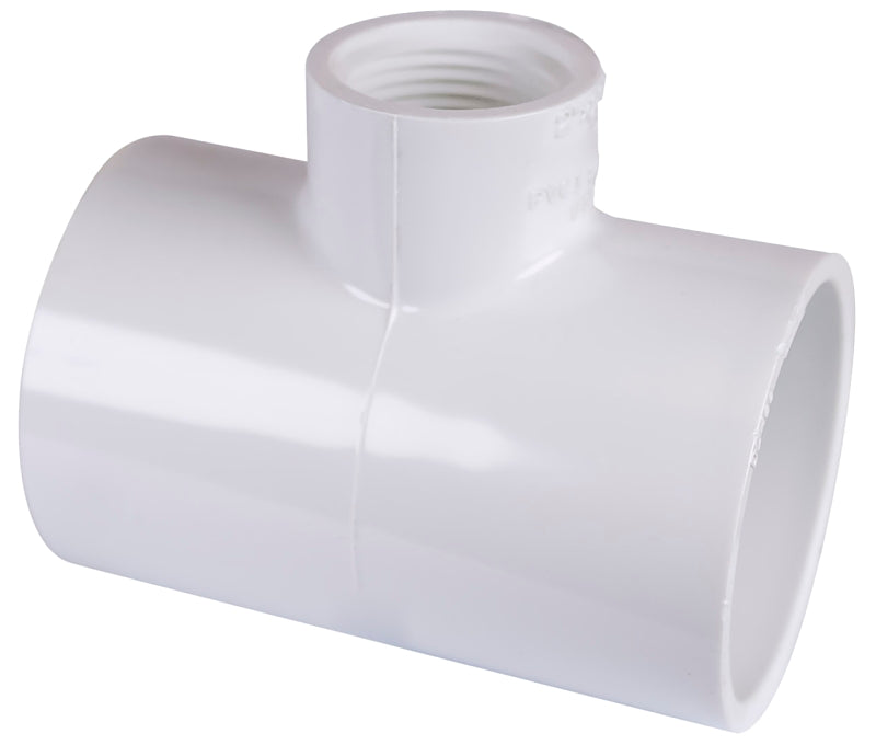 Lasco 402249BC Reducing Pipe Tee, 2 x 1 in, Slip x FIP, PVC, SCH 40 Schedule