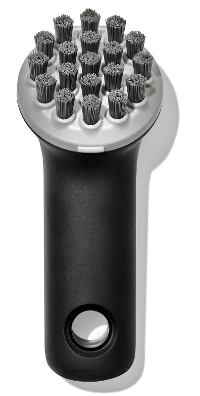 Good Grips 12375200 Brush, 5 in OAL, Cast Iron Trim, Non-Slip Grip Handle, Plastic Handle, Gray Handle