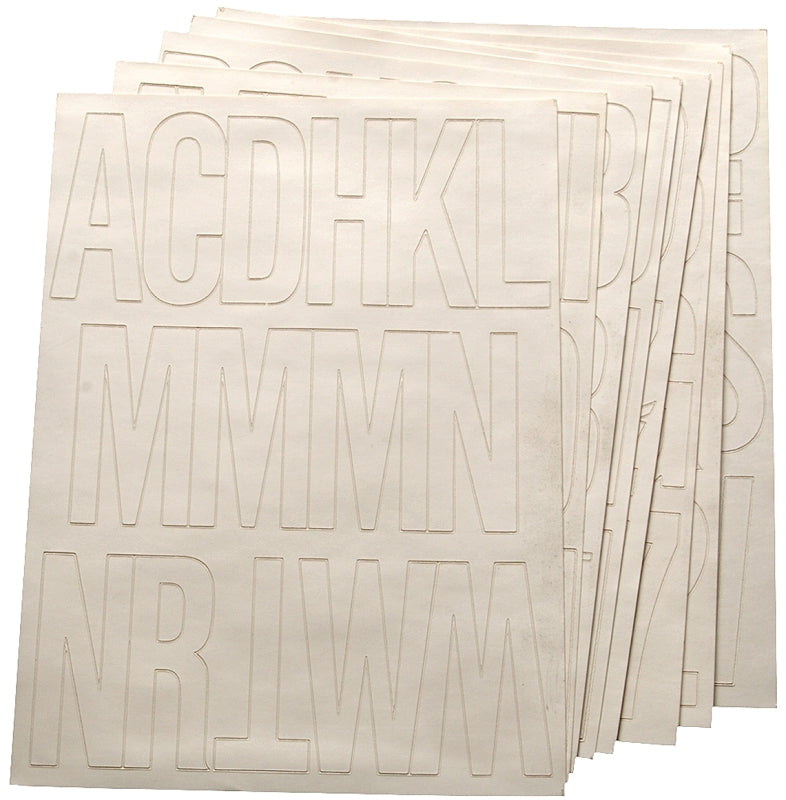 Hy-Ko 30015 Die-Cut Number and Letter Set, 3 in H Character, White Character, White Background, Vinyl