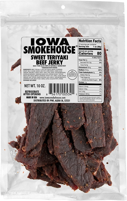 IOWA SMOKEHOUSE IS-10JST Beef Jerky, Sweet Teriyaki, 10 oz