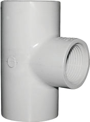 Xirtec 140 435871 Pipe Tee, 1-1/4 x 1 in, Socket x Socket x FPT, PVC, White, SCH 40 Schedule, 150 psi Pressure