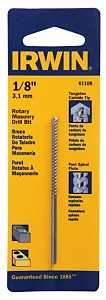 Irwin 61108 Drill Bit, 1/8 in Dia, 3 in OAL, Spiral Flute, 1-Flute, 1/8 in Dia Shank, Straight Shank