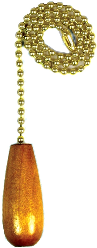 Jandorf 60321 Pull Chain, 12 in L Chain, Brass/Wood, Natural