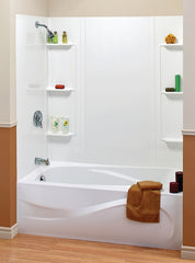 Maax 101604-000-129 Bathtub Wall Kit, 31 in L, 48 to 60 in W, 59 in H, Polystyrene, Glue Up Installation, White