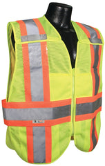Radwear SV24-2ZGM-XL/2XL Expandable Safety Vest, XL/2XL, Polyester, Green/Silver, Zip-N-Rip