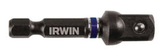Irwin 1837572 Socket Adapter, 1/4 in Drive, Hex Drive, 3/8 in Output Drive, Square Output Drive, 2 in L, Steel