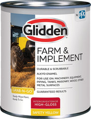 Glidden GLFIIE50YE-04 Exterior Paint, High-Gloss, Safety Yellow, 1 qt
